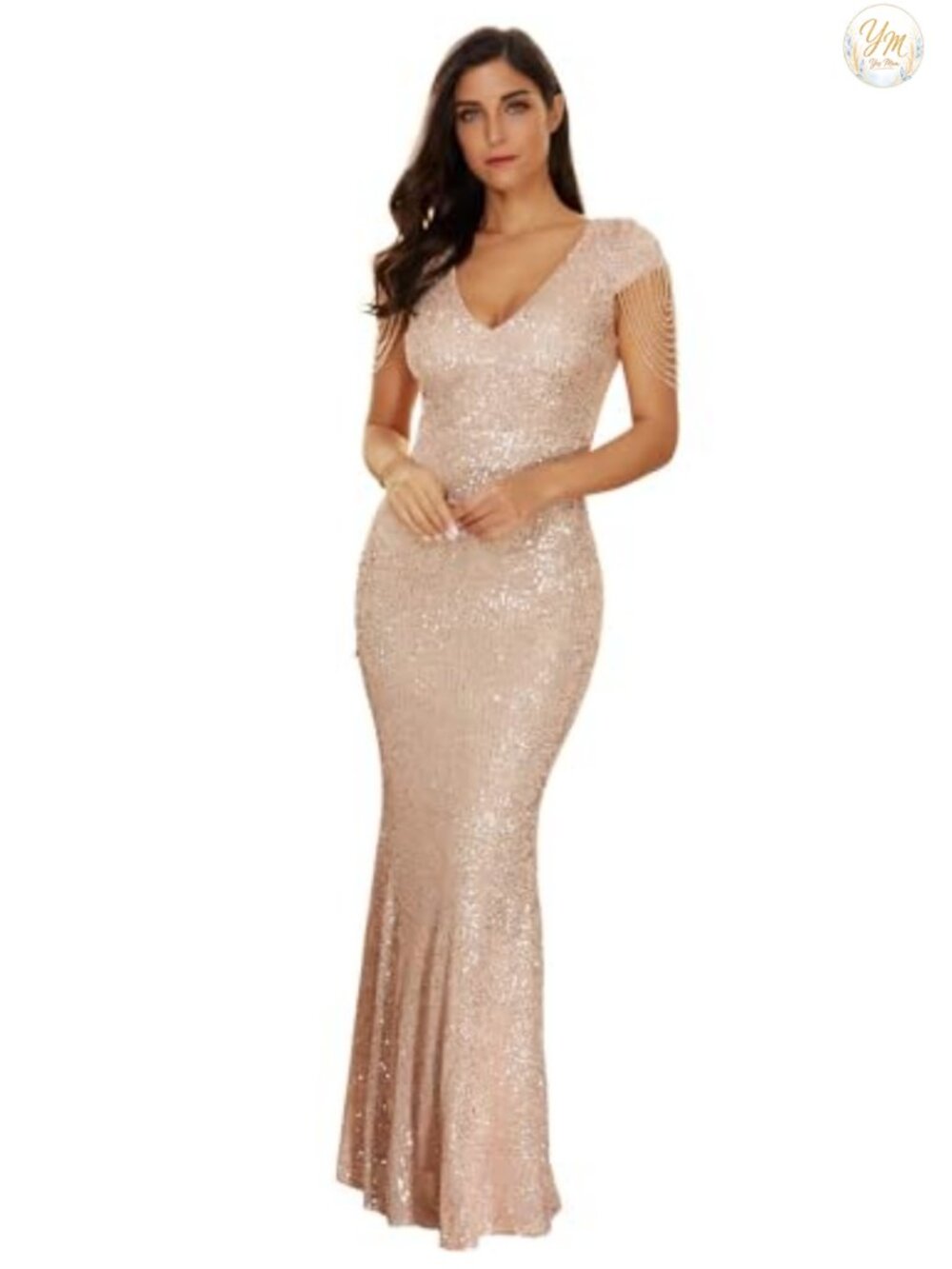 Women's Sequin Formal Evening Dress Long Sleeve Mermaid Gown Party Maxi